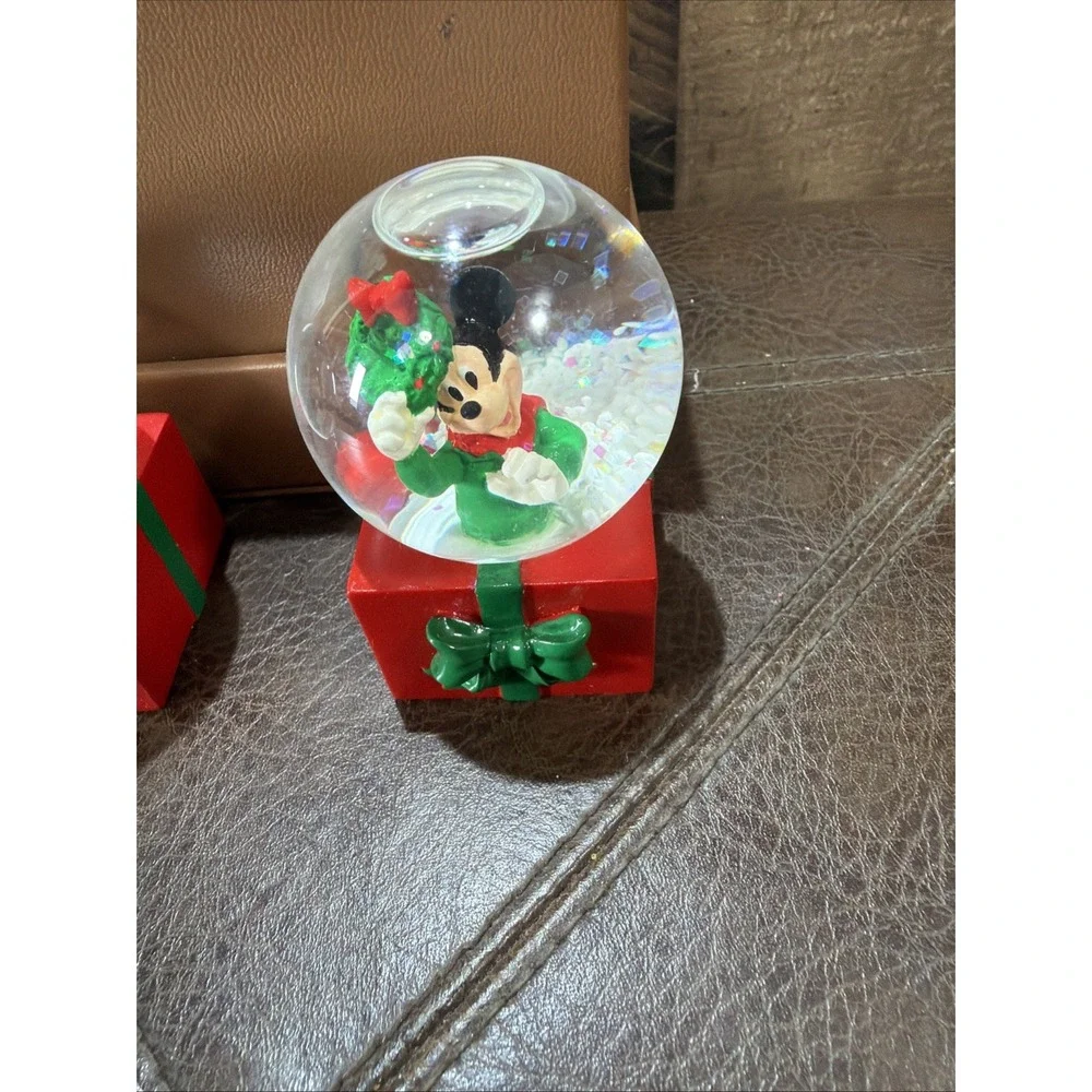 Disney JCPenney Mickey Mouse Christmas Holiday Mini Snow Globes Vintage Lot Of 3